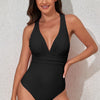 Crisscross Wide Strap One-Piece Swimwear - Black
