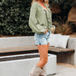 Natalia Bow Tie Front Ruffle Trim Long Sleeve Gauze Blouse - Farnelli