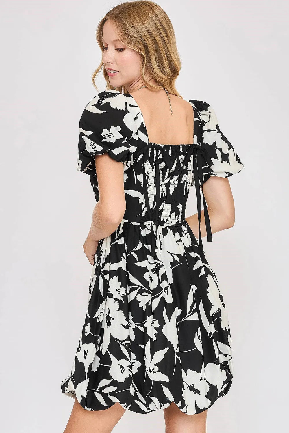 Umgee Full Size Two Tone Floral Print Babydoll Dress Plus Size - Farnelli