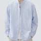 Men's Plus Size Striped Button Up Long Sleeve Shirt - Farnelli