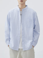 Men's Plus Size Striped Button Up Long Sleeve Shirt - Farnelli