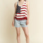 Jade By Jane Full Size American Flag Fringe Tank Top Plus Size - Farnelli