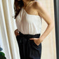 Dress Day Marvelous in Manhattan One-Shoulder Jumpsuit in White/Black - Farnelli