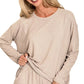 Zenana Soft Melange Long Sleeve Tee and Shorts Set - Farnelli