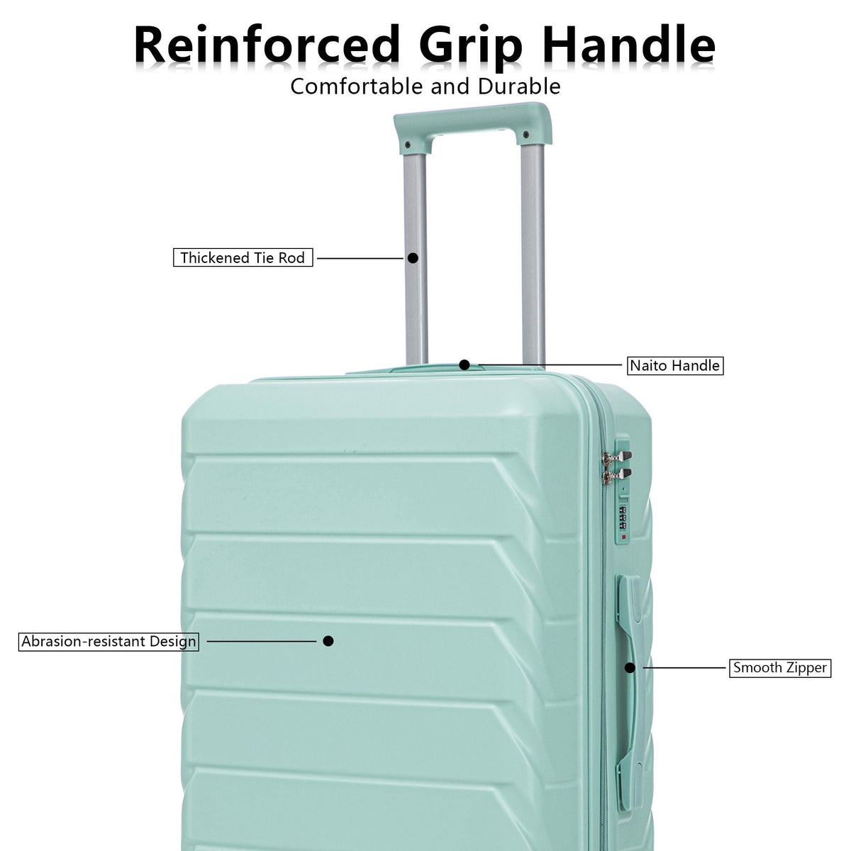 HouseOfZazla 3-piece spinner wheel luggage set with combination locks in assorted sizes
