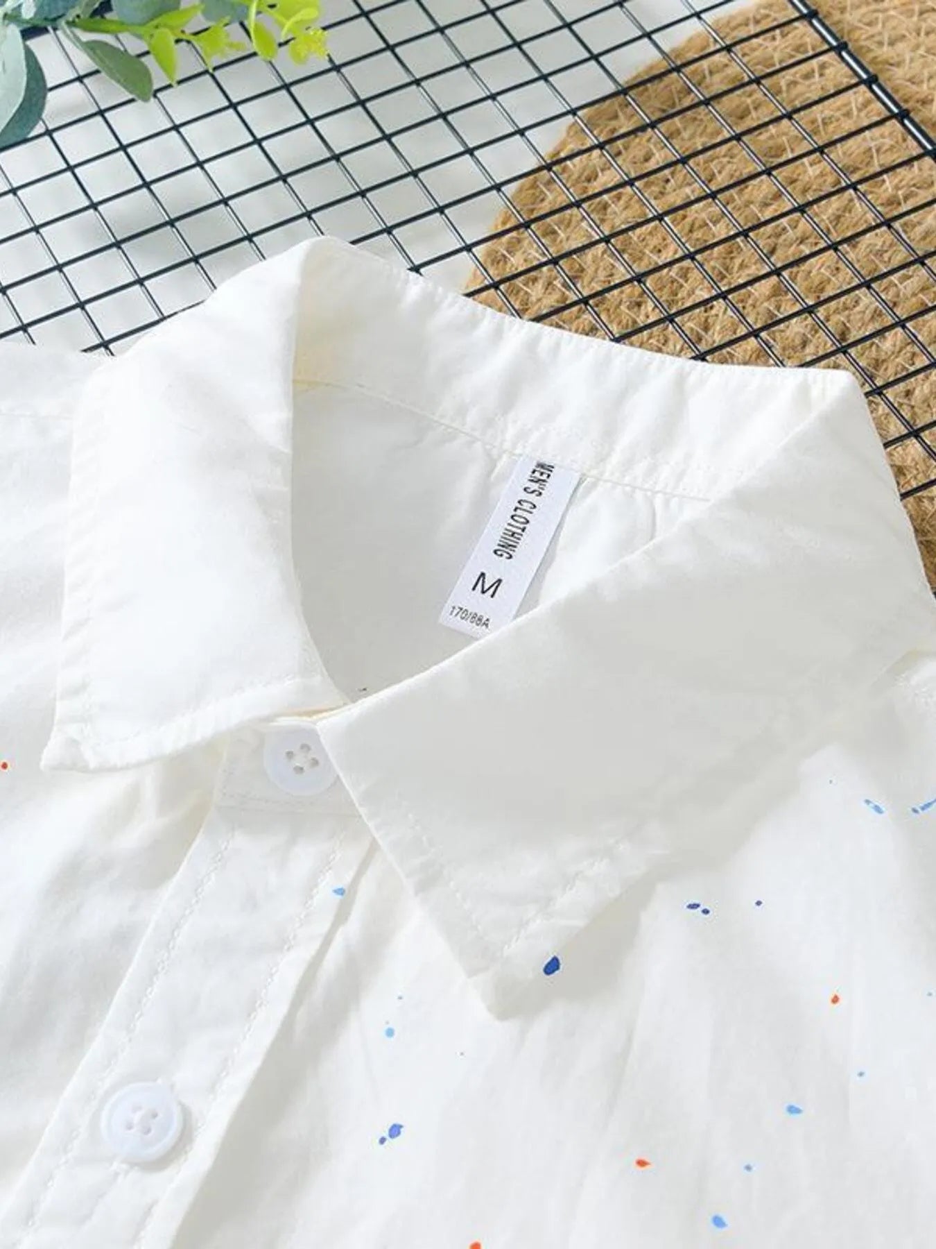 Men's Plus Size Casual Paint Splatter Short Sleeve Button-Up Shirt - Farnelli