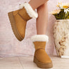 Round Toe Platform Boots - Camel