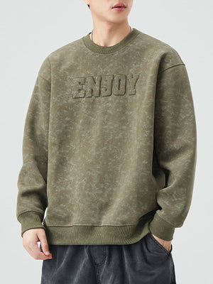 Men's Plus Size Enjoy Round Neck Long Sleeve Sweatshirt - Farnelli