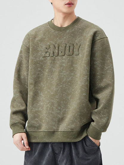 Men's Plus Size Enjoy Round Neck Long Sleeve Sweatshirt - Farnelli