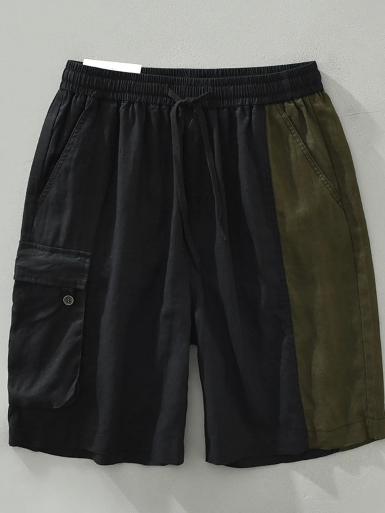 Men's Plus Size Color Block Cargo Shorts with Elastic Waistband - Farnelli