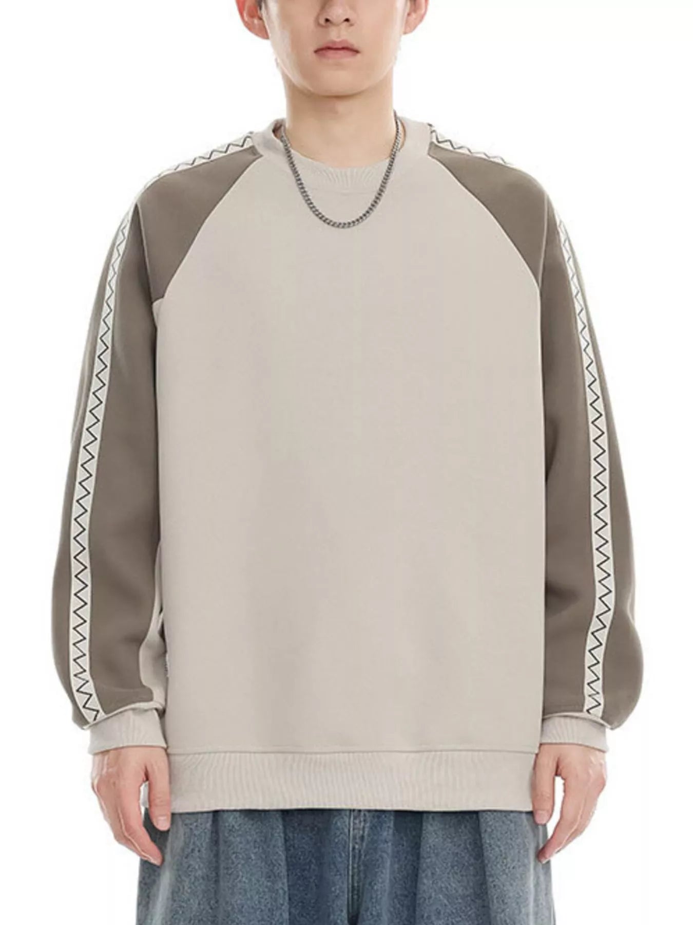 Men's Plus Size Contrast Raglan Sleeve Casual Sweatshirt - Farnelli