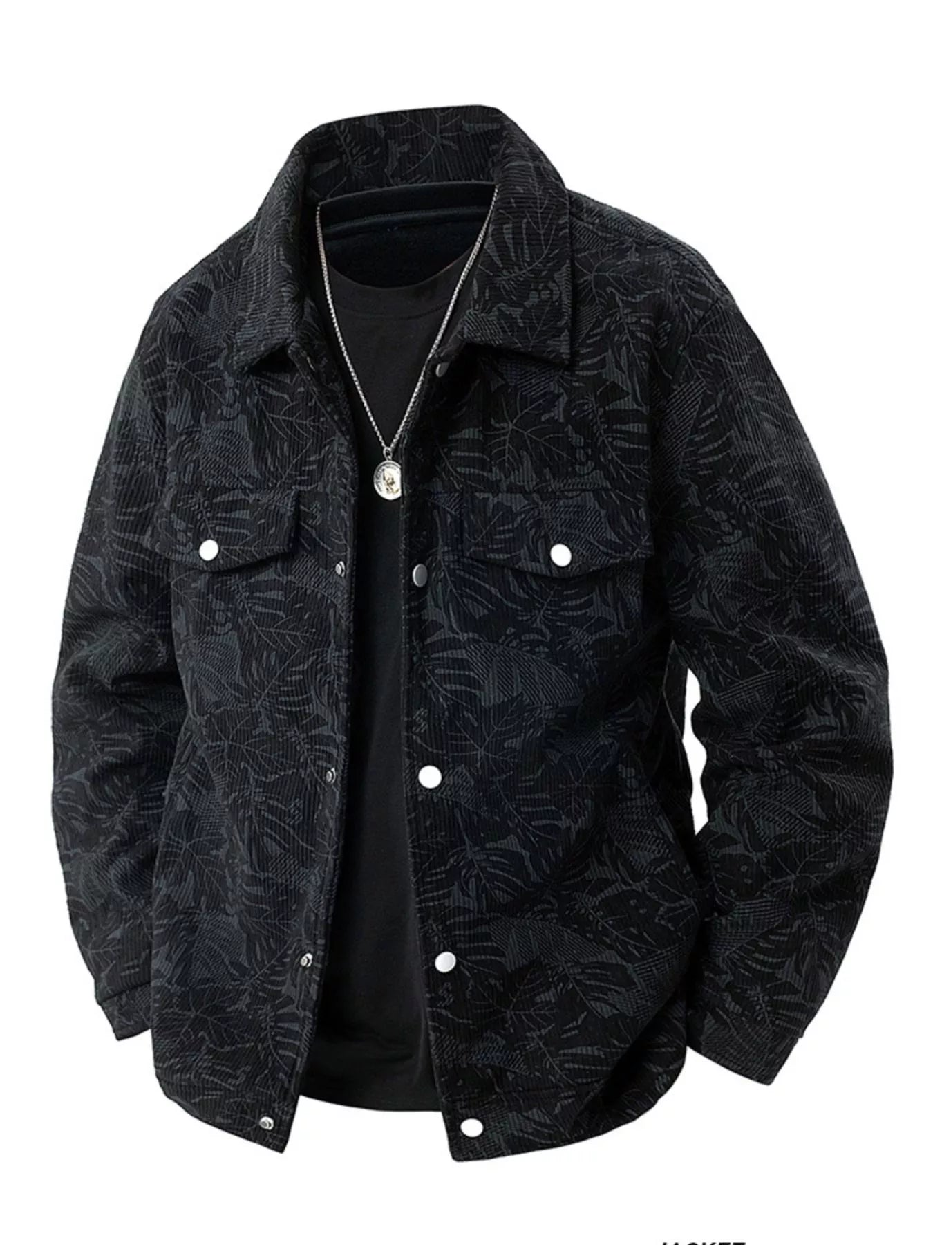Men's Plus Size Corduroy Snap Down Casual Jacket - Farnelli