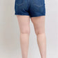 Judy Blue Full Size High Waist Criss-Cross Waistband Denim Shorts Plus Size - Farnelli