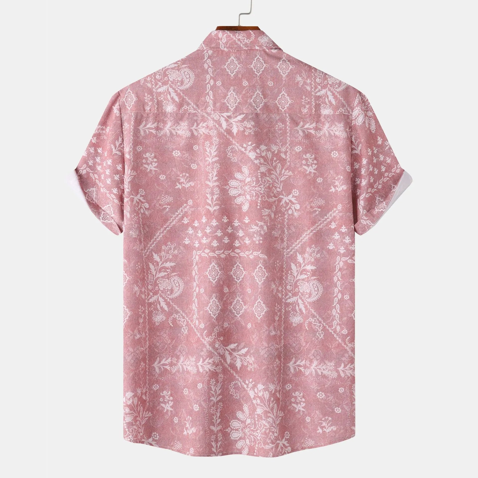 Men's Printed Short Sleeve Button-Up Shirt - Farnelli