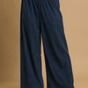 Umgee Wide-Leg Corduroy Pants - NAVY BLUE