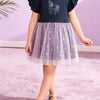 Children's Unicorn Graphic Ruffle Sleeve Tulle Dress - Lilac