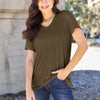 Basic Bae Full Size V-Neck Short Sleeve T-Shirt - Mocha