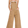 Zenana Washed Knot Strap Pockets Jumpsuit - LT CAMEL