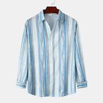 Men's Striped Button-Up Long Sleeve Shirt - Farnelli