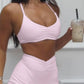Ruched Sports Bra and High-Waisted Shorts Active Set - Farnelli
