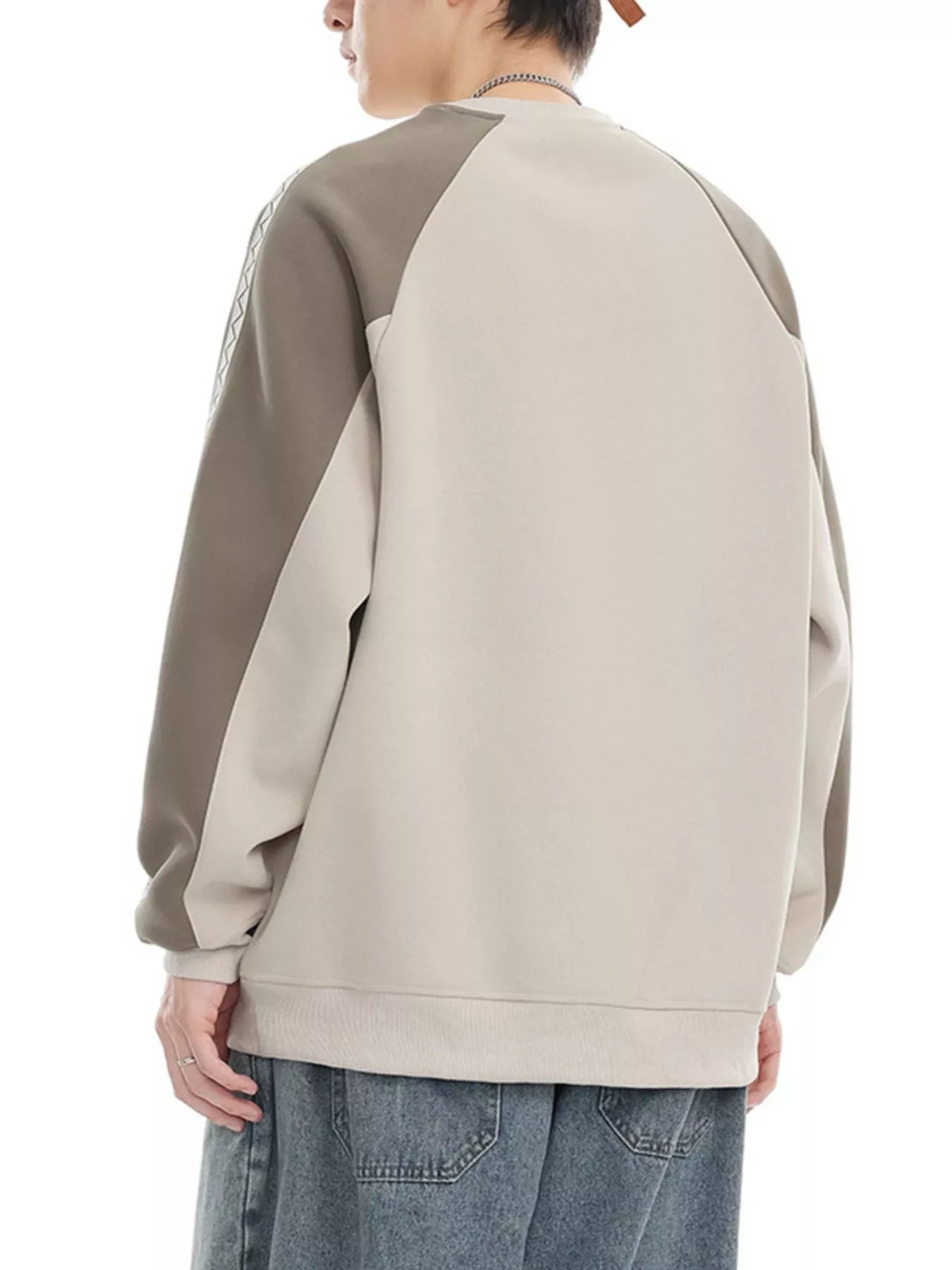 Men's Plus Size Contrast Raglan Sleeve Casual Sweatshirt - Farnelli