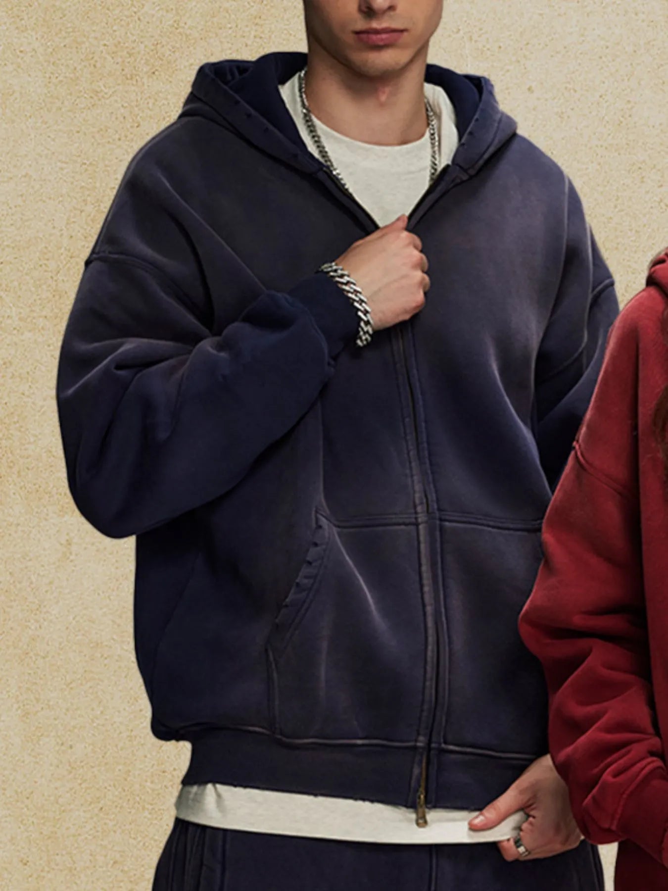 Men's Oversized Casual Zip-Up Hoodie - Farnelli