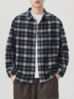 Men's Plus Size Plaid Button Up Long Sleeve Shirt - Farnelli