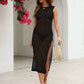 Cutout Openwork Round Neck Sleeveless Cover-Up - Farnelli