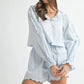 MABLE Long Sleeve Scallop Blouse and Shorts Set - Farnelli