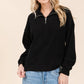 BOMBOM Quarter Zip Long Sleeve Sweatshirt with Pockets - Farnelli