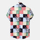 Men's Plus Size Color Block Striped Button Up Casual Shirt - Farnelli