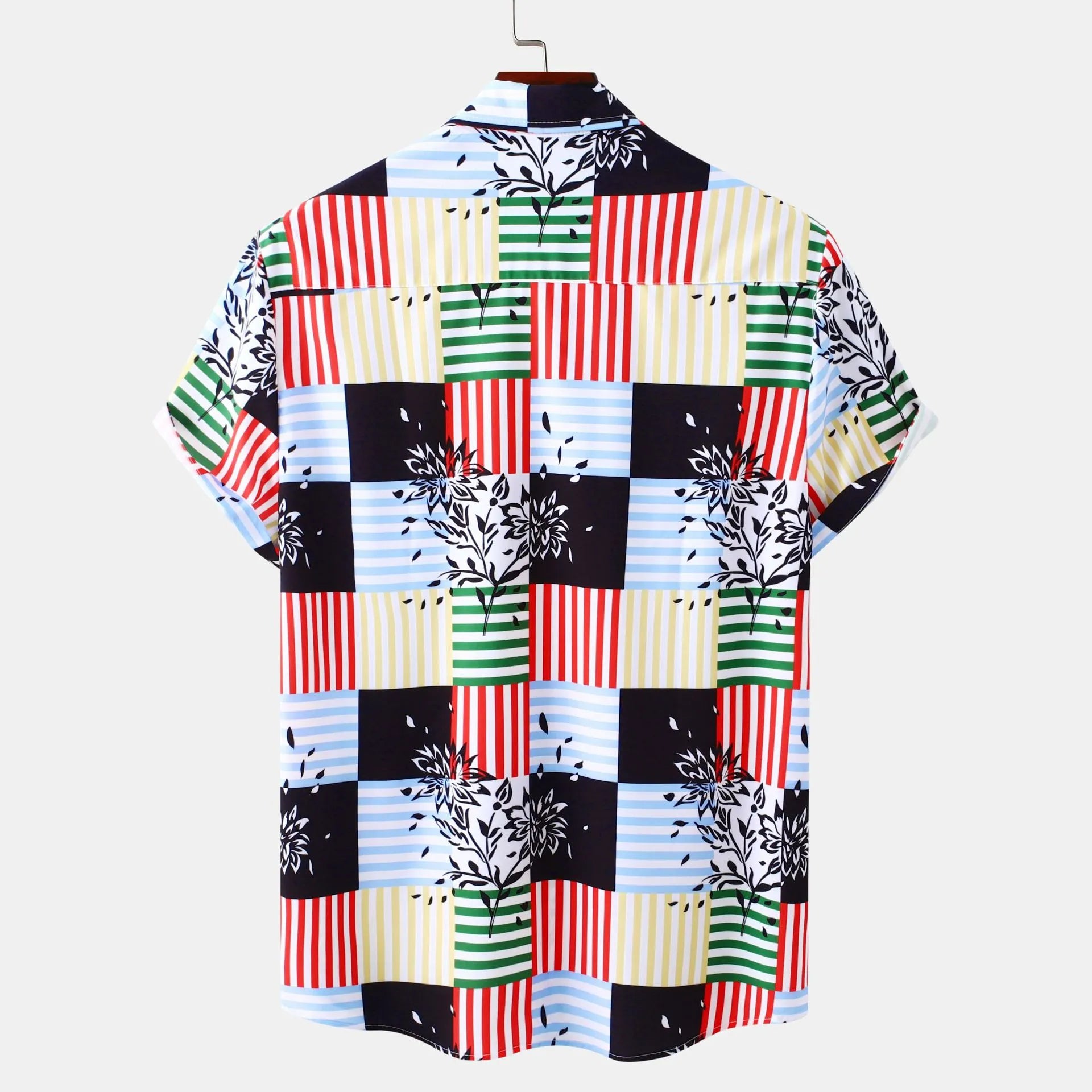 Men's Plus Size Color Block Striped Button Up Casual Shirt - Farnelli