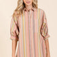 Mittoshop Striped Bubble Sleeve Button Down Shirt - Farnelli