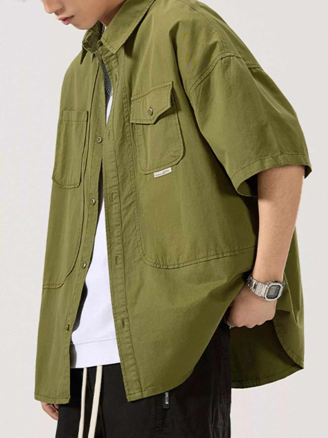 Men's Full Size Button Up Half Sleeve Shirt Plus Size - Farnelli