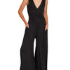 Zenana Surplice Neckline Sleeveless Jumpsuit - BLACK