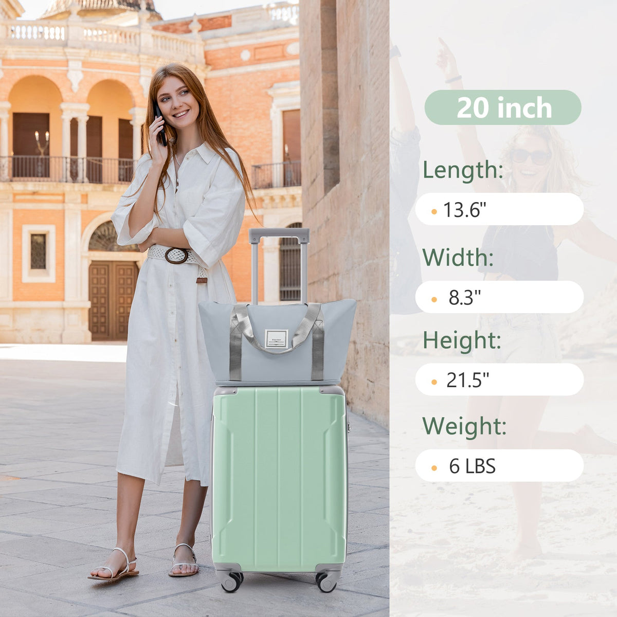 HouseOfZazla 20-inch carry-on luggage set with 3 hard case suitcases and spinner wheels