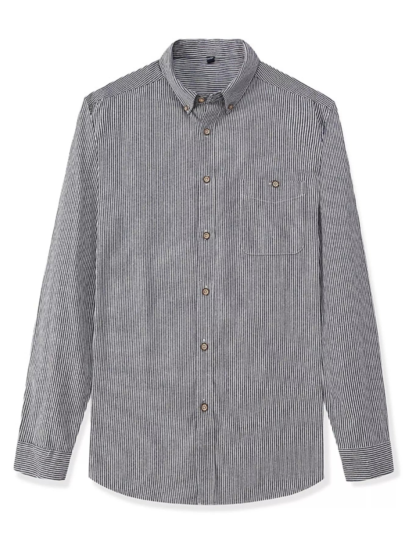 Men's Full Size Casual Striped Corduroy Shirt Plus Size - Farnelli
