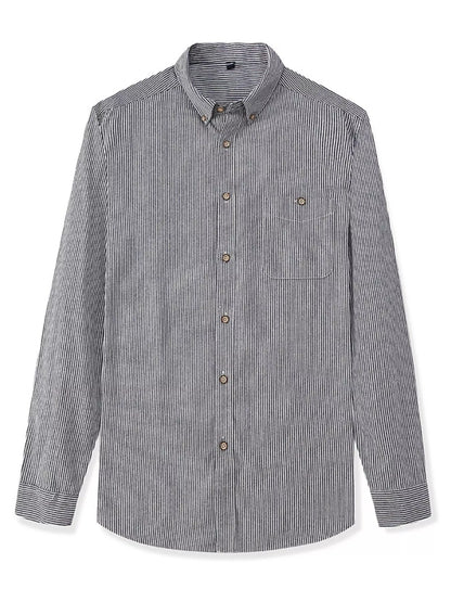 Men's Full Size Casual Striped Corduroy Shirt Plus Size - Farnelli