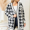 Mandy Woven Right Houndstooth Open Front Longline Cardigan - Black