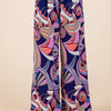 Mittoshop Abstract Print Elastic Waist Wide Leg Pants - COBALT MULTI