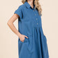Mittoshop Twill Short Sleeve Collared Mini Dress - Farnelli