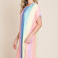 BOMBOM Striped Short Sleeve Dress with Pockets - Farnelli