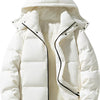 Men's Plus Size Hooded Padded Winter Puffer Jacket - Beige
