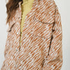 HYFVE Zebra Print Snap Down Long Sleeve Shacket - Camel