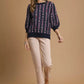 Umgee Jacquard Knit Puff Sleeve Sweater - Farnelli