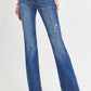 RISEN Full Size Distressed Mid Rise Flare Jeans Plus Size - Farnelli
