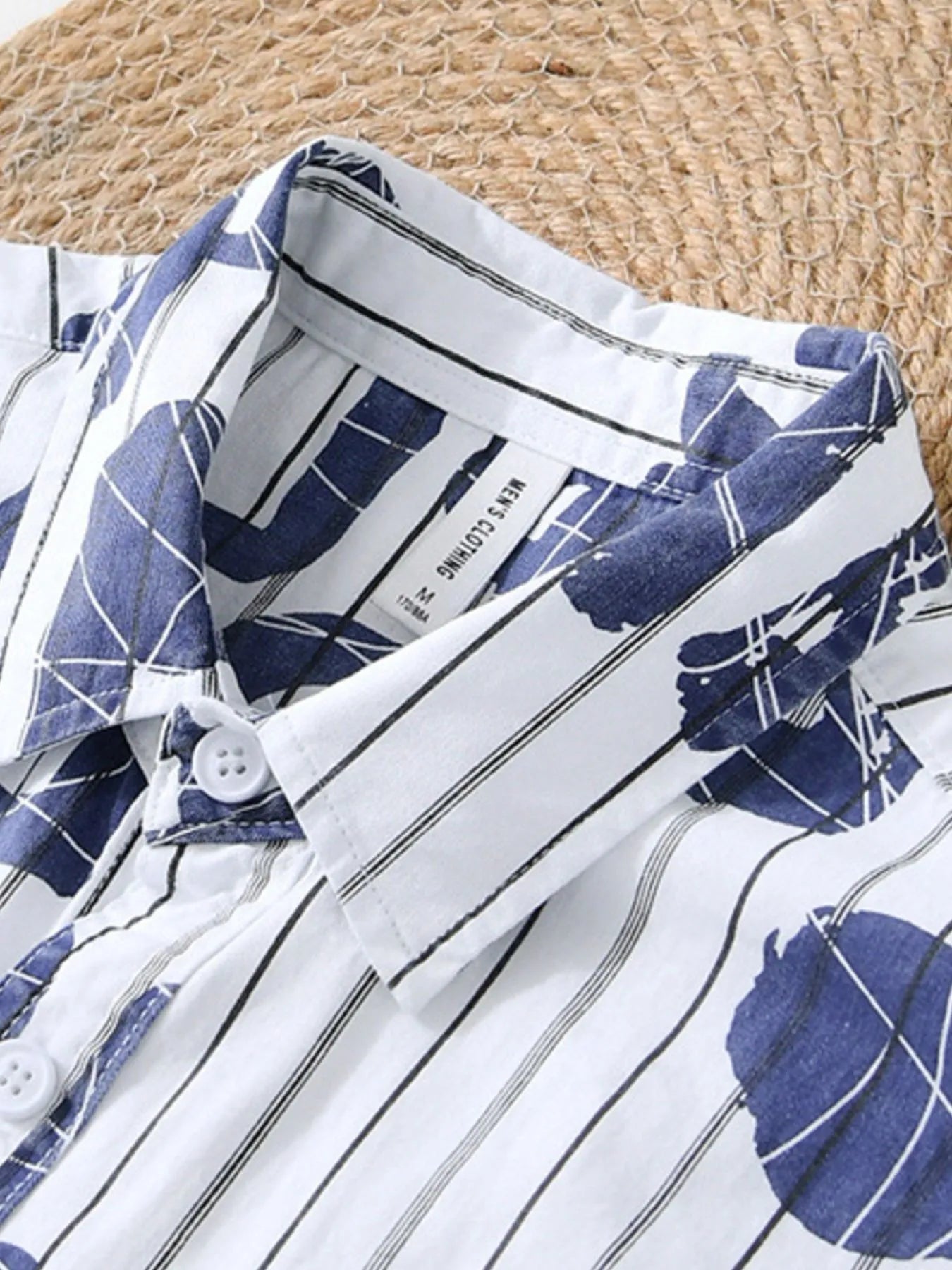 Men's Plus Size Letter Print Striped Short Sleeve Casual Shirt - Farnelli