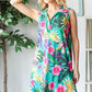 Heimish Full Size Floral Johnny Collar Sleeveless Dress Plus Size - Farnelli