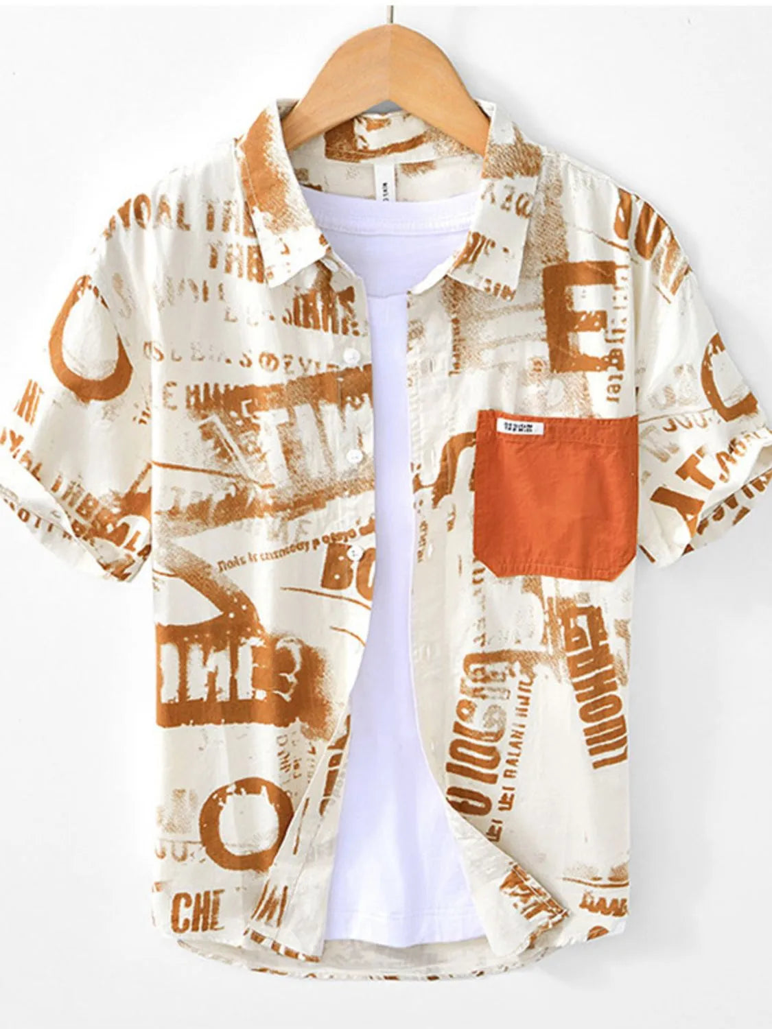 Men's Printed Button Up Short Sleeve Shirt - Farnelli