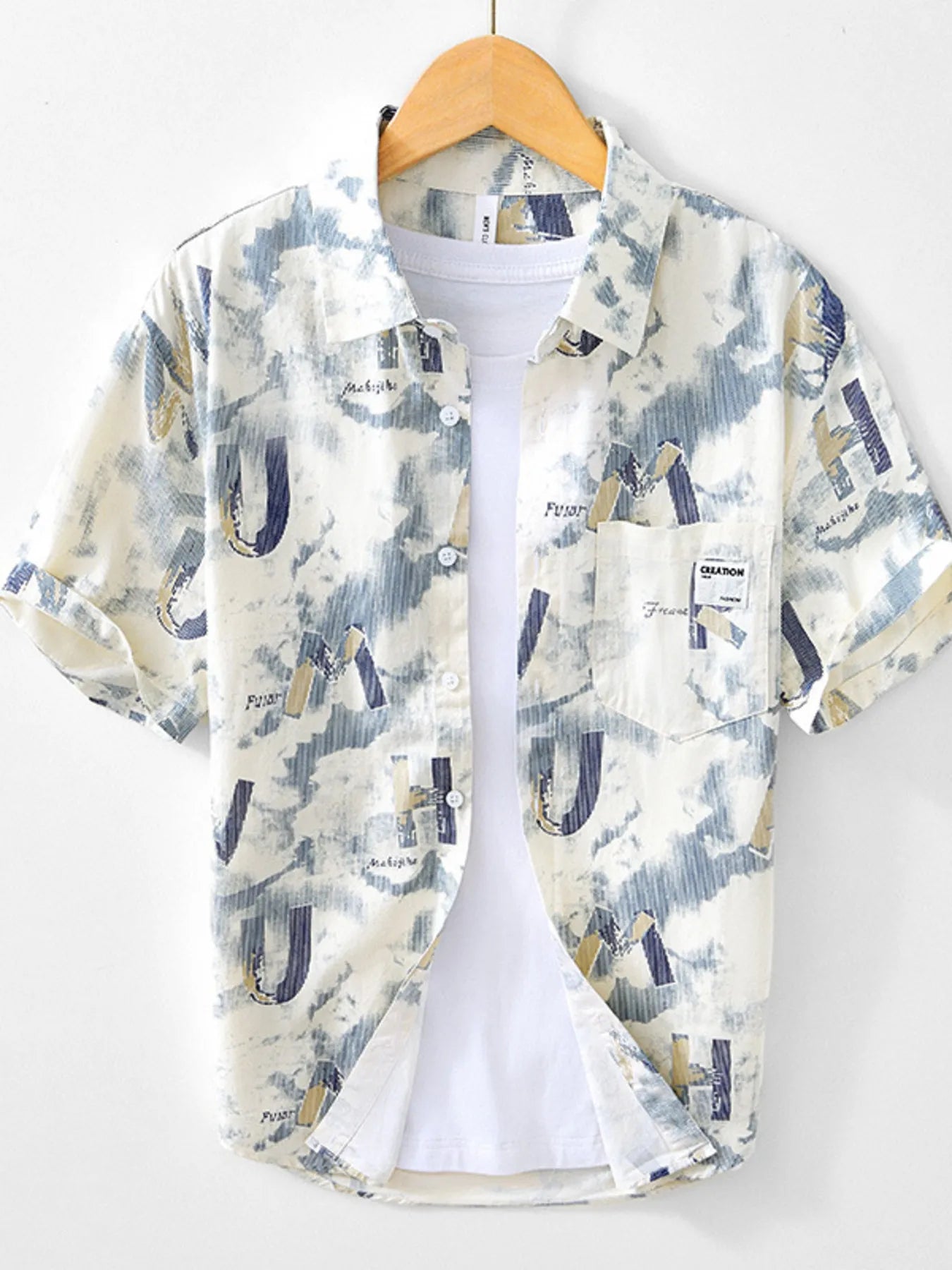 Men's Printed Button Up Short Sleeve Shirt - Farnelli